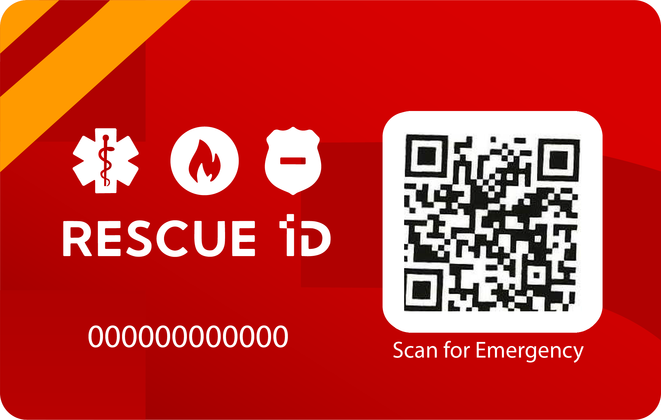 RESCUE ID wallet card with a QR code